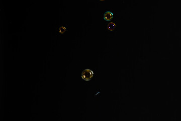 Soap Bubbles on Black Background