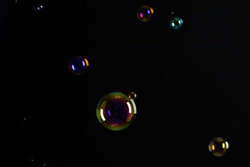 Soap Bubbles on Black Background