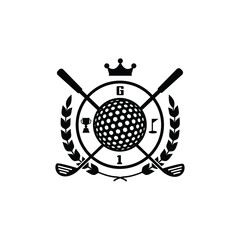 Golf club logo or icon vector isolated on white, logo sign and symbol.