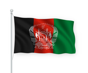 3d waving flag Afghanistan Isolated on white background.
