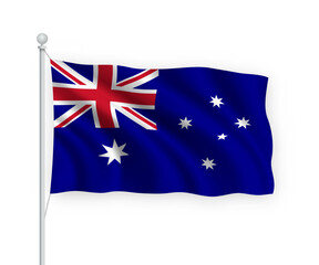 3d waving flag Australia Isolated on white background.