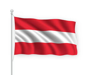 3d waving flag Austria Isolated on white background.