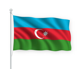 3d waving flag Azerbaijan Isolated on white background.