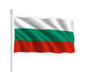 3d waving flag Bulgaria Isolated on white background.