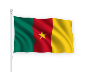 3d waving flag Cameroon Isolated on white background.