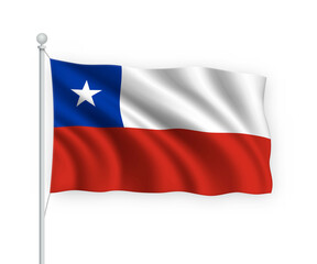 3d waving flag Chile Isolated on white background.