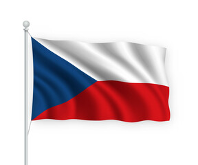 3d waving flag Czech Republic Isolated on white background.