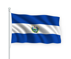3d waving flag El Salvador Isolated on white background.