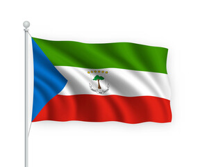 3d waving flag Equatorial Guinea Isolated on white background.
