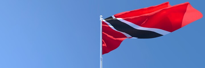 3D rendering of the national flag of Trinidad and Tobago waving in the wind