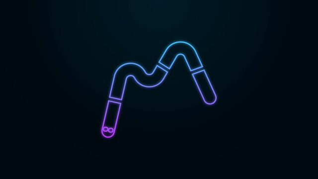 Glowing neon line Jelly worms candy icon isolated on black background. 4K Video motion graphic animation