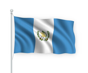 3d waving flag Guatemala Isolated on white background.