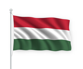 3d waving flag Hungary Isolated on white background.