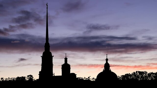 Saint Petersburg, Petrograd or Leningrad Skyline, Time Lapse at Twilight, Russia
