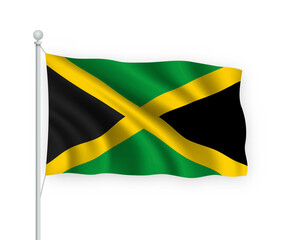 3d waving flag Jamaica Isolated on white background.