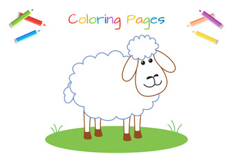 Lamb. Coloring book for little ones. Educational game for children. Cartoon vector illustration