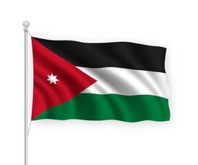 3d waving flag Jordan Isolated on white background.