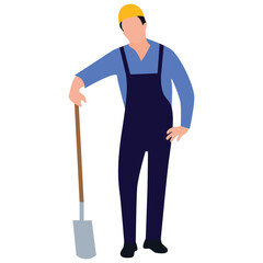 
Male standing, male worker flat icon design 
