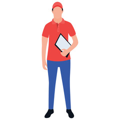 
Male standing, male worker flat icon design 
