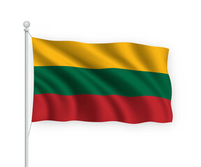 3d waving flag Lithuania Isolated on white background.