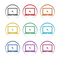 Laptop Screen Icon With Click Icon, color set