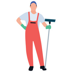 
Mopping man flat icon design 
