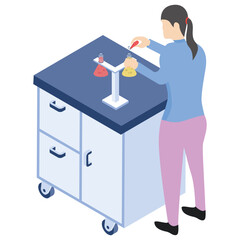 
Chemistry flask isometric icon design 
