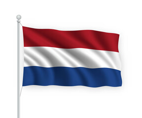 3d waving flag Netherlands Isolated on white background.
