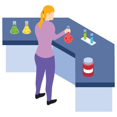 
Chemistry flask isometric icon design 
