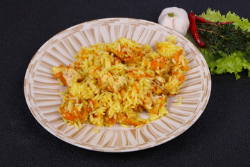 Traditional Pilaf with chicken and carrot