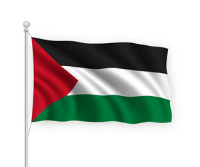3d waving flag Palestine Isolated on white background.
