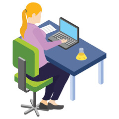 
Chemical reaction isometric icon design 
