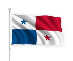 3d waving flag Panama Isolated on white background.