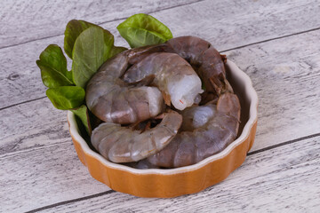 Raw king prawns ready for cooking