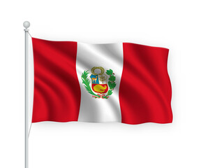 Fototapeta premium 3d waving flag Peru Isolated on white background.