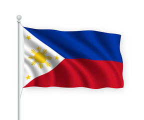 3d waving flag Philippines Isolated on white background.