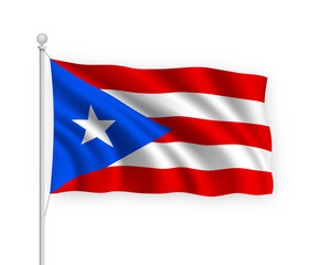 3d waving flag Puerto Rico Isolated on white background.