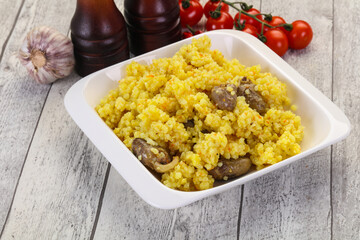 Rice with Chicken hearts