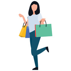 
Shopping girl flat icon design, leisure time 
