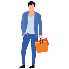 
Shopping boy flat icon design, leisure time 

