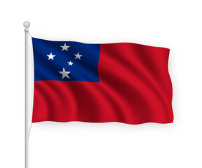 3d waving flag Samoa Isolated on white background.