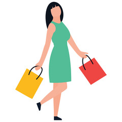 
Shopping girl flat icon design, leisure time 
