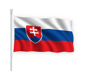 3d waving flag Slovakia Isolated on white background.