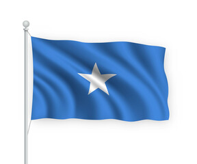 3d waving flag Somalia Isolated on white background.