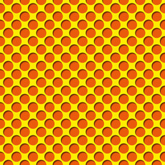 Hole vector seamless pattern with shadow.Yellow and orange colors
