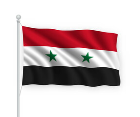 3d waving flag Syria Isolated on white background.