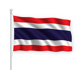 Fototapeta na wymiar 3d waving flag Thailand Isolated on white background.