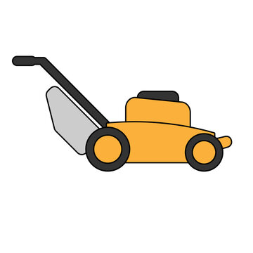 yellow lawn mower simple design clip art preview