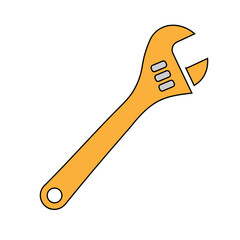 Simple illustration of adjustable wrench Concept of work tools