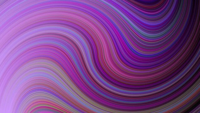 Shifting purple light waves on black. Colorful lines blowing round middle axe